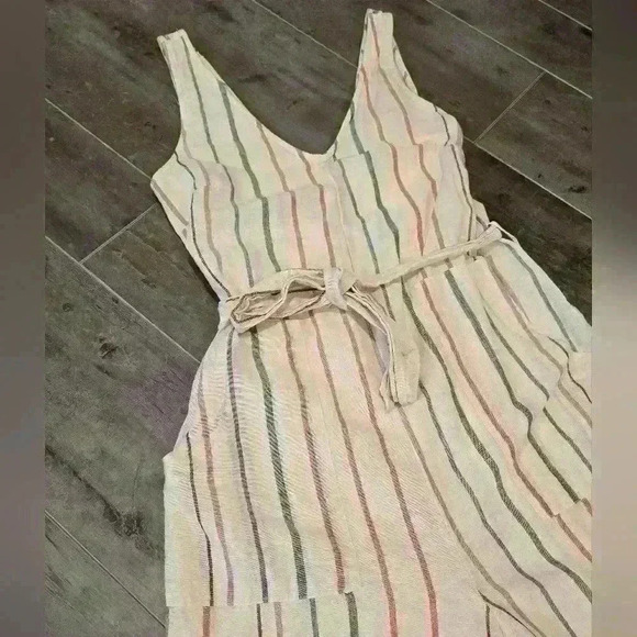 American Eagle Multi Colored Striped Linen Jumpsuit - Picture 7 of 14